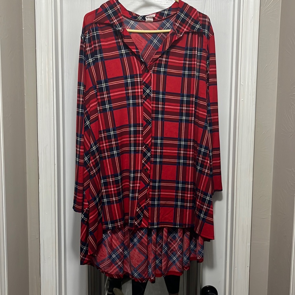 Red plaid tunic